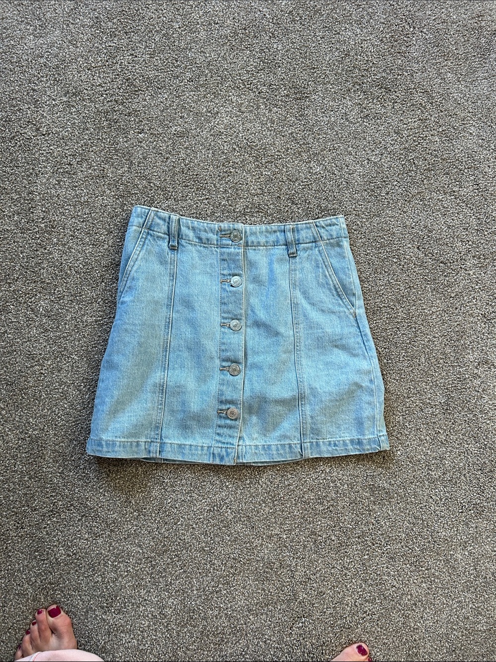 Forever 21 Light Blue Denim Button-Front Mini Skirt